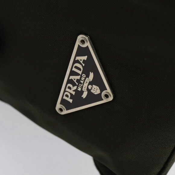 PRADA Hand Bag Nylon 2way Khaki Silver Auth BA4485 - Picture 12 of 16